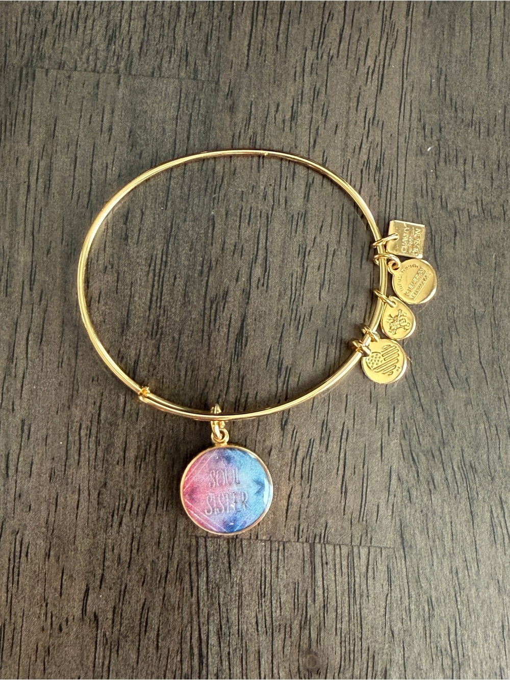 Alex and Ani Gold-Tone 'Soul Sister' Multicolor Charm Bangle Bracelet